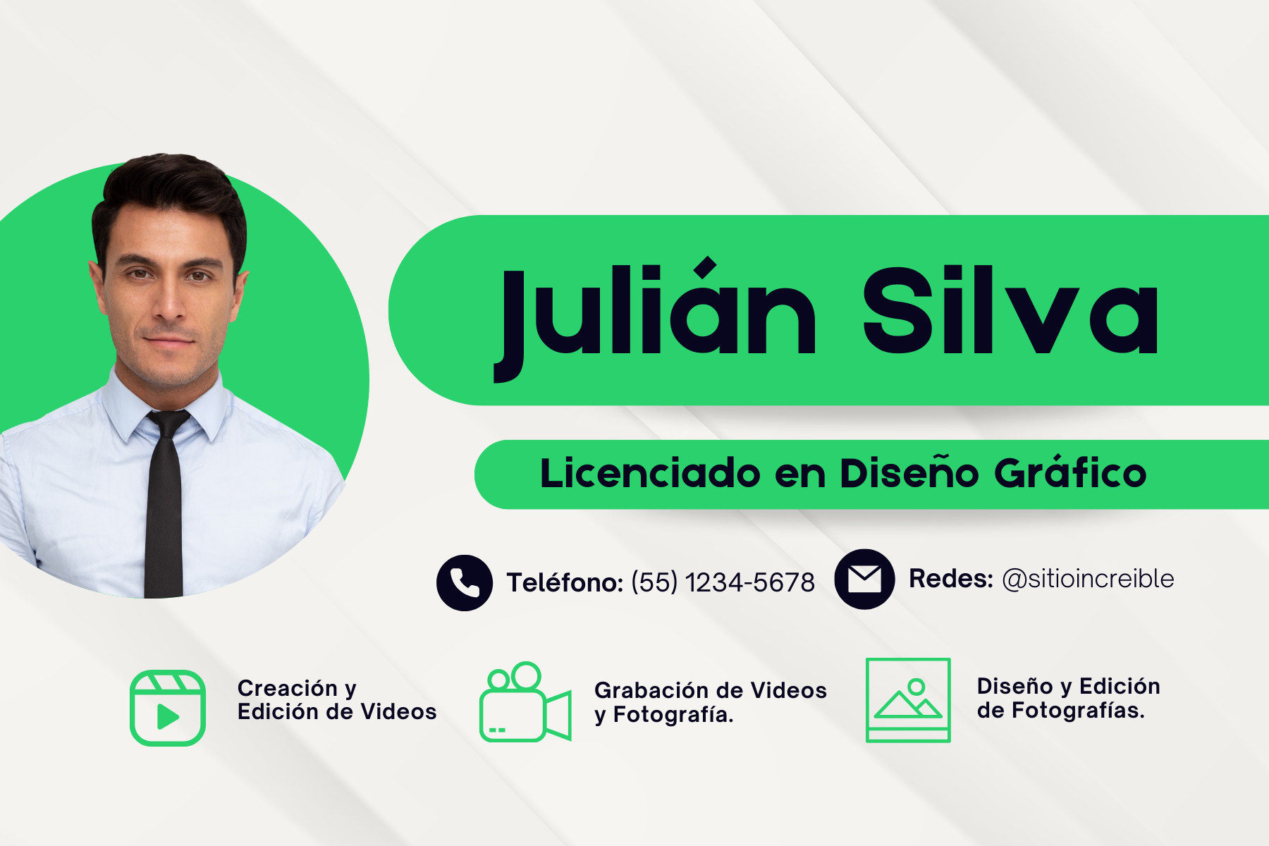 Tarjeta de Presentación Diseñador Gráfico Moderno Verde y Azul